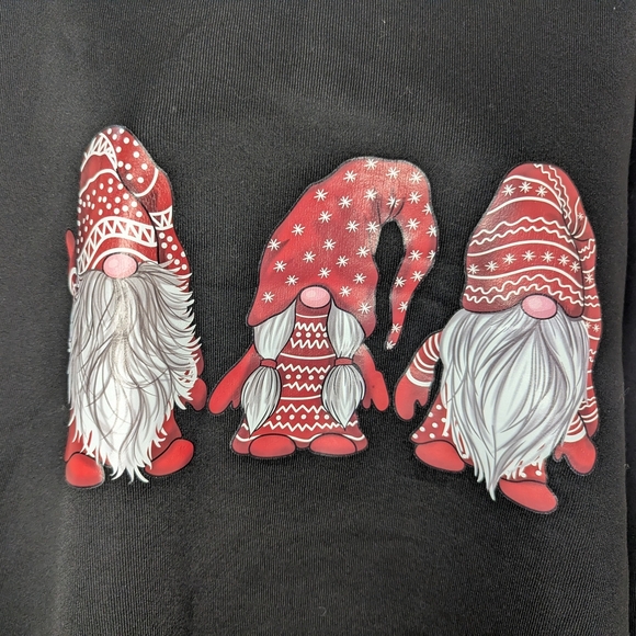 SHEIN Curve Holiday/Christmas Gnome Black Pullover Sweatshirt, Size 1XL - Picture 2 of 10